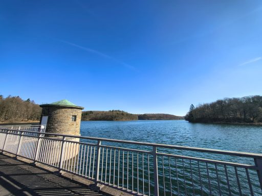 Blick vom Damm über die Neyetalsperre